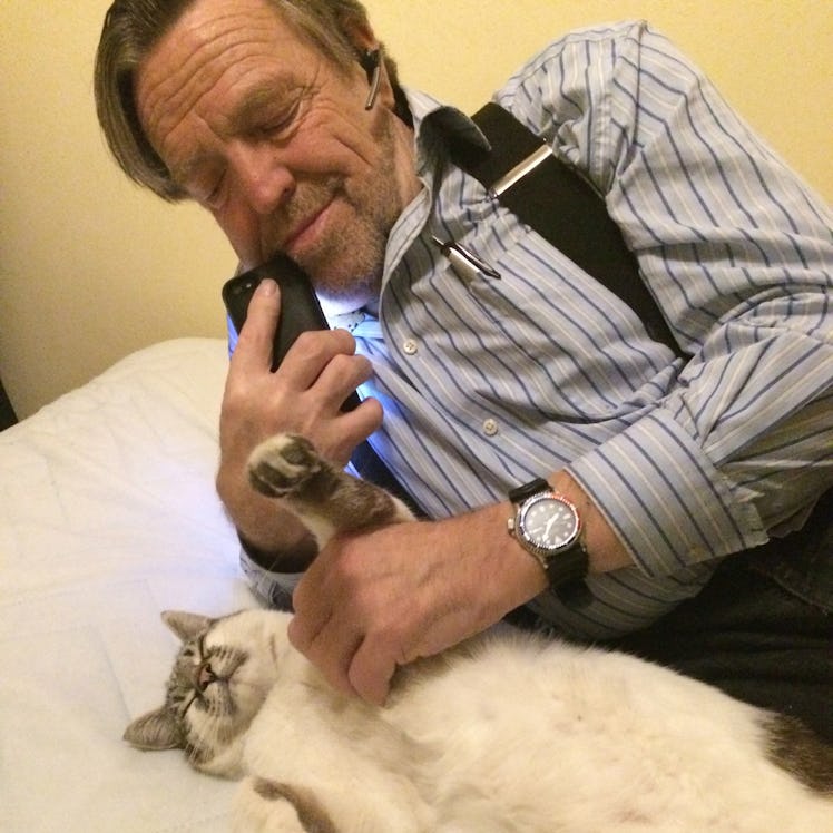 John Perry Barlow with cat