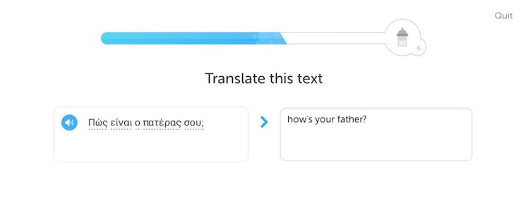 Duolingo in action.
