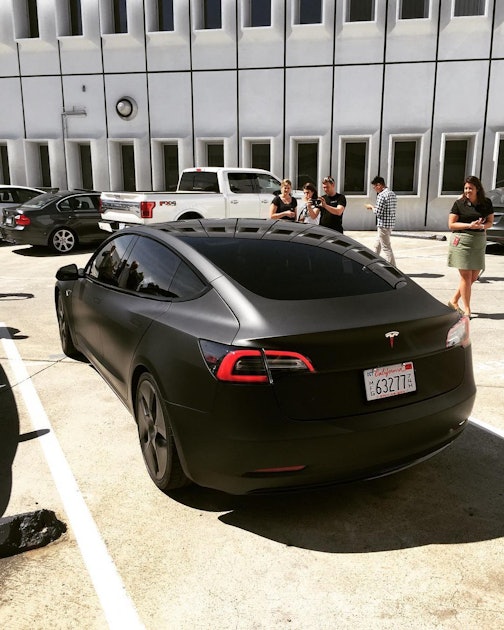 Feast Your Eyes on a Murdered-Out Tesla Model 3 Prowling