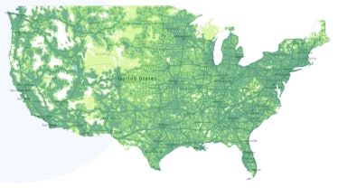 The Google Fi coverage map as shared on the website.