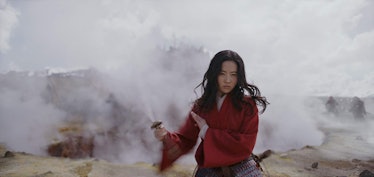 Li Yifei as Mulan on the battlefield in Disney's live-action Mulan