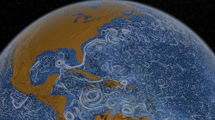 This image shows ocean surface currents around the world during the period from June 2005 through De...