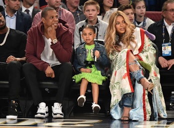 NEW ORLEANS, LA - FEBRUARY 19: Jay Z, Blue Ivy Carter and Beyonce Knowles attend the 66th NBA All-St...
