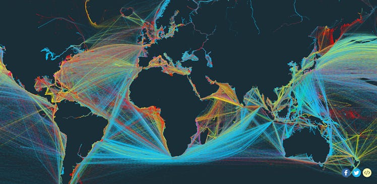 Map of the world's shipping routes.