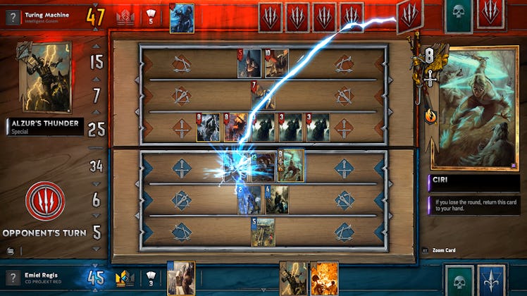 The Witcher card attack moment.