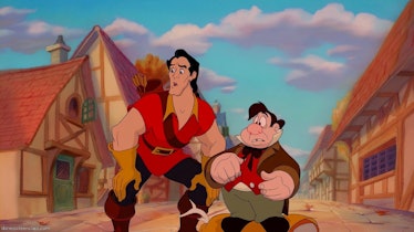 Gaston and LeFou in a 'Beauty and the Beast' scene