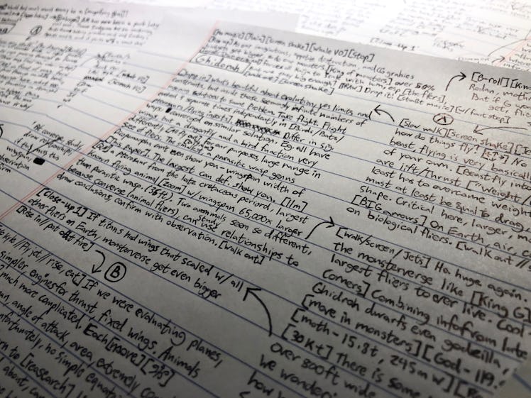 Paper with Because Science scripts by hand 