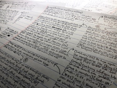 Paper with Because Science scripts by hand 