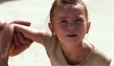 Young Rey yells at what we assume is the departing ship carrying her parents.