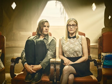 Jason Ralph and Olivia Dudley in a scene in "The Magicians"