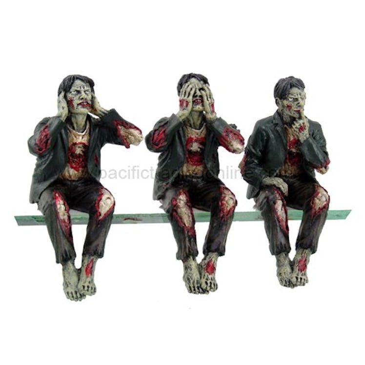 Walking Dead Zombie Undead See Hear Speak No Evil Set of Shelf Sitters