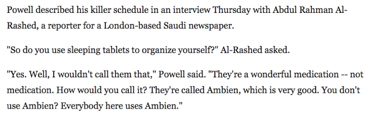 colin powell ambien