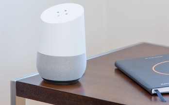 The Google Home uses the Assistant to complete tasks.