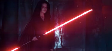 Rey's double-bladed red lightsaber