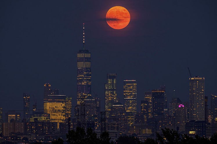 The full moon over downtown Manhattan 
