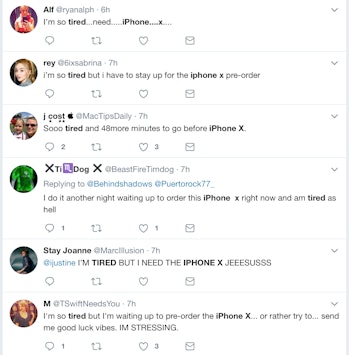 A search for "iPhone X tired".