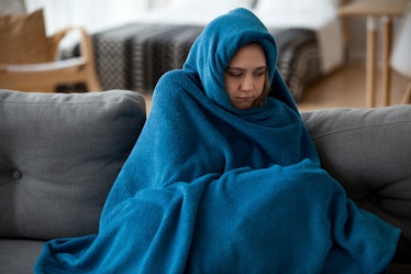 cold, woman, home, blanket