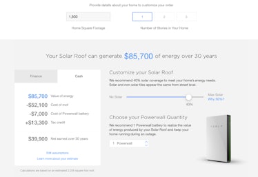 Tesla Solar Roof price calculation risk. 