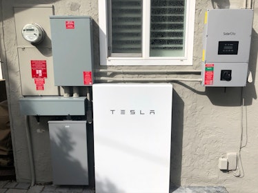 Tobler's Tesla Powerwall on the side of her house.