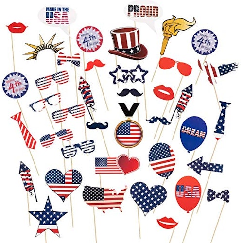 40 Pcs 4th of July Photo Booth Props