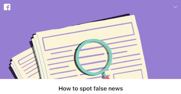 Facebook Tips or Advice on Spotting Fake News