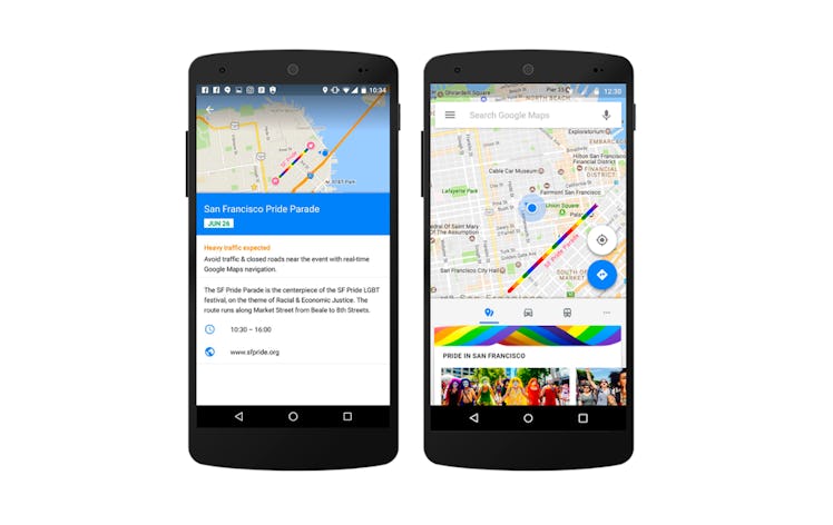 Google maps pride month rainbows