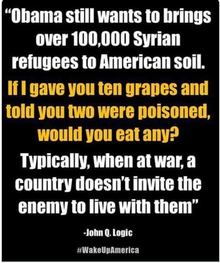 Quote of John Q. Logic about Obama and refugees