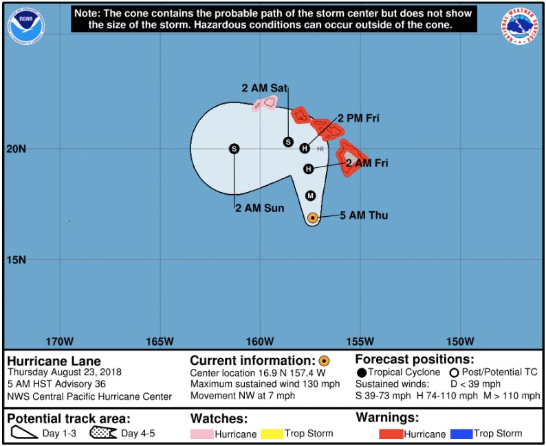 Maps of Hawaii’s Hurricane Lane Show How Close It Will Come to Kilauea