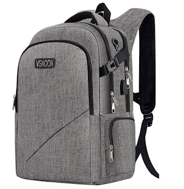 A grey backpack