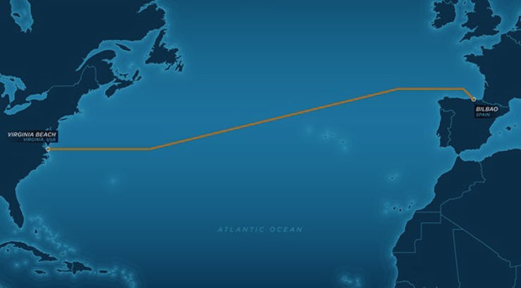A blue map showing the Spanish American Halo LAN party connection