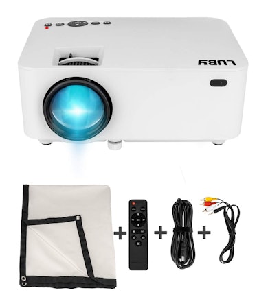 Luby Portable Mini Movie Projector with Free Projector Screen Perfect for Kids Fun Neighborhood Gath...