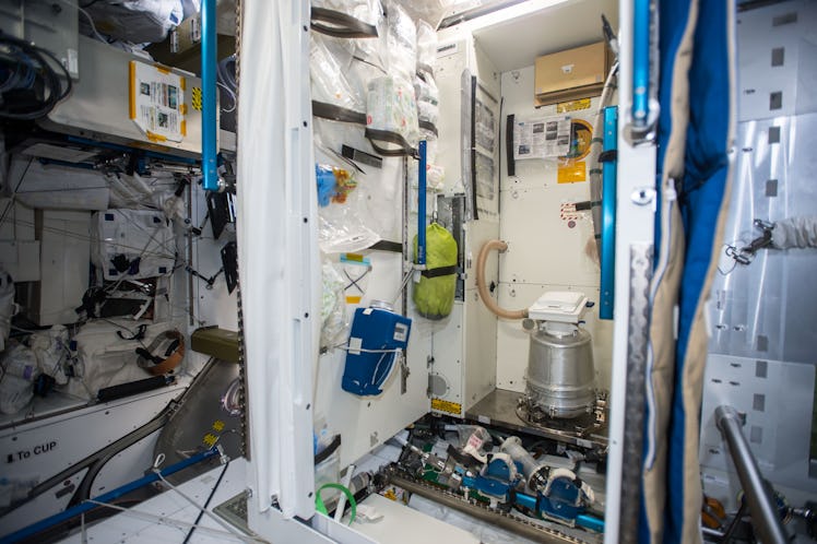 iss052e006450 (Jun. 23, 2017) --- Microbial Tracking-2 by the toilet in the node 3 module monitoring...