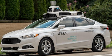 A Ford used by  Uber to test its autonomous technology.