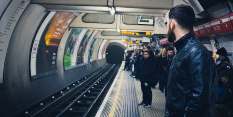 People waiting at a metro station