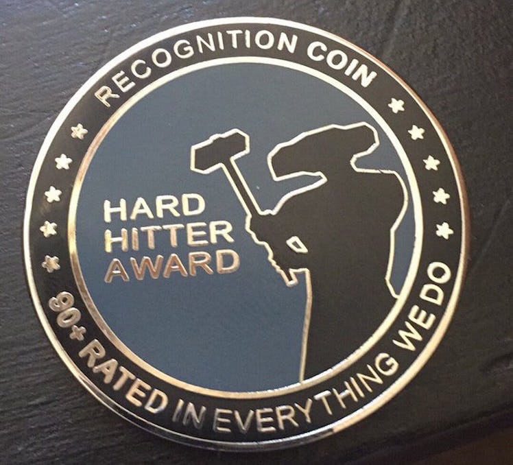 The Hard Hitter Award Challenge Coin.