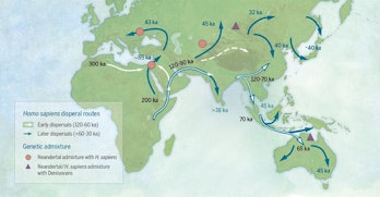 human migration out of africa map