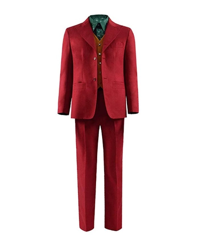 A red Joker suit with a green shirt