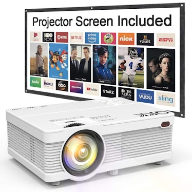 QKK Portable LCD Projector 2800 Brightness [100" Projector Screen Included] Full HD 1080P Supported,...