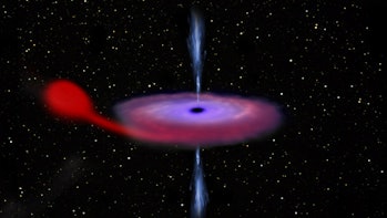 A hungry black hole eats a star. Chomp chomp chomp.