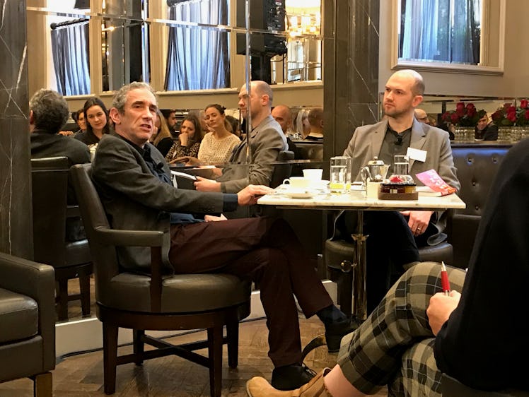 Rushkoff (left) at the London event.
