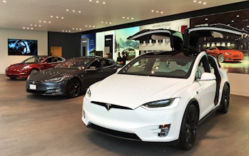 Complete linup of Tesla's electric cars exhibited at Tesla Store Washington D.C.