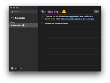 Reminders: not on Mac yet!