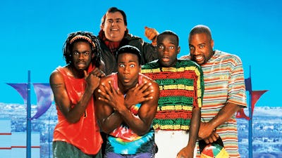 The cast of Cool Runnings (1993) posing for a poster as one of the 7 best movies set at the Olympics