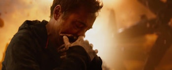 Tony Stark weeps over something on Titan.