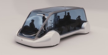 An artist's rendering of what a Boring Company bus would look like.
