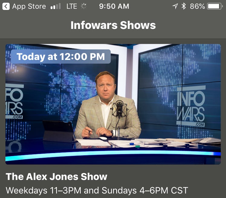 Alex Jones on Infowars app