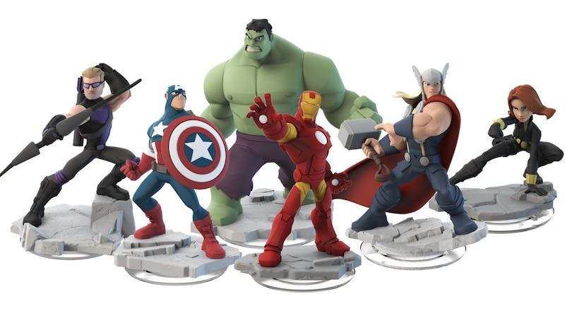 Disney Infinity Marvel action figures featuring the Avengers posing together