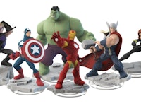 Disney Infinity Marvel action figures featuring the Avengers posing together