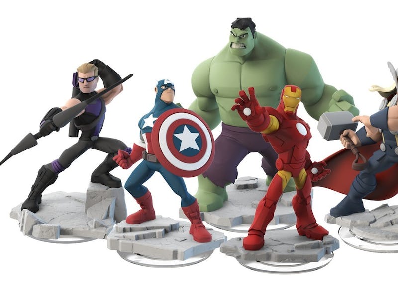 Disney Infinity Marvel action figures featuring the Avengers posing together