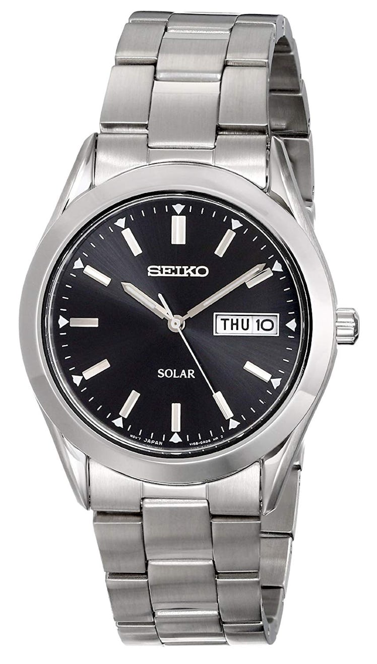 Seiko Silvertone Solar Calendar Watch